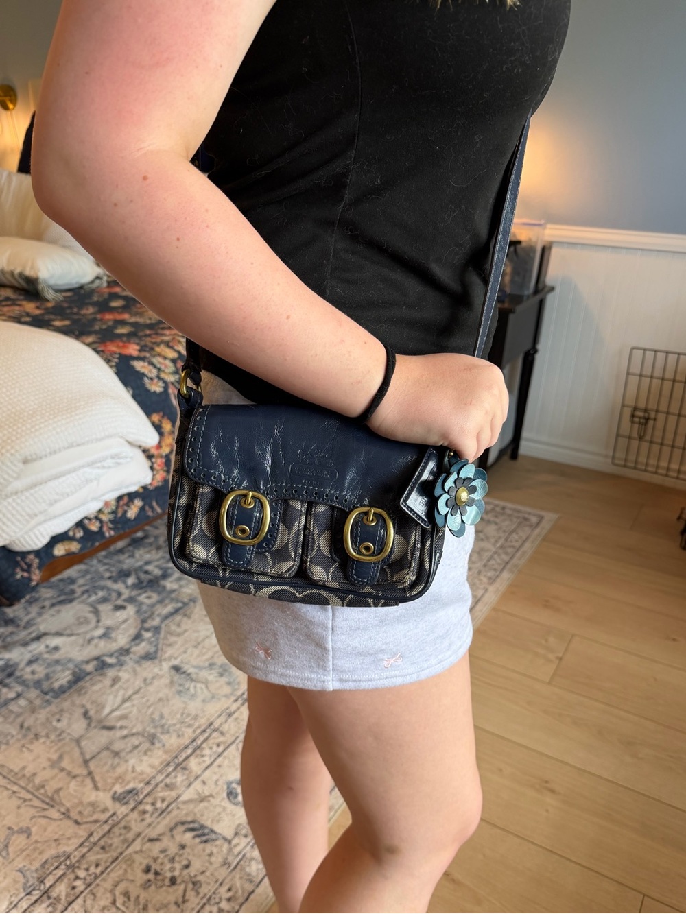COACH Bleecker Navy Signature Denim & Patent Leather Jessie Crossbody Bag, 12534 - Picture 2 of 16